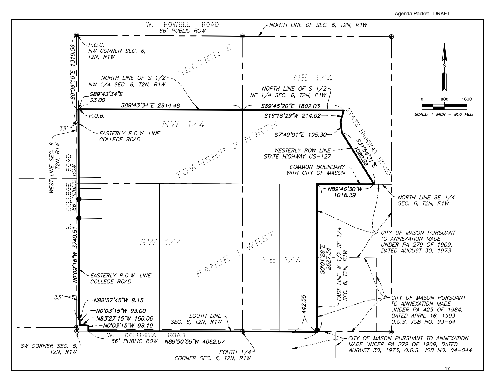 The petition's original boundary survey, reproduced from PDF page 17 of the posted October 19 council packet.